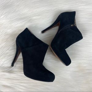 Enzo Angiolini Eayilin Black Leather Suede Booties